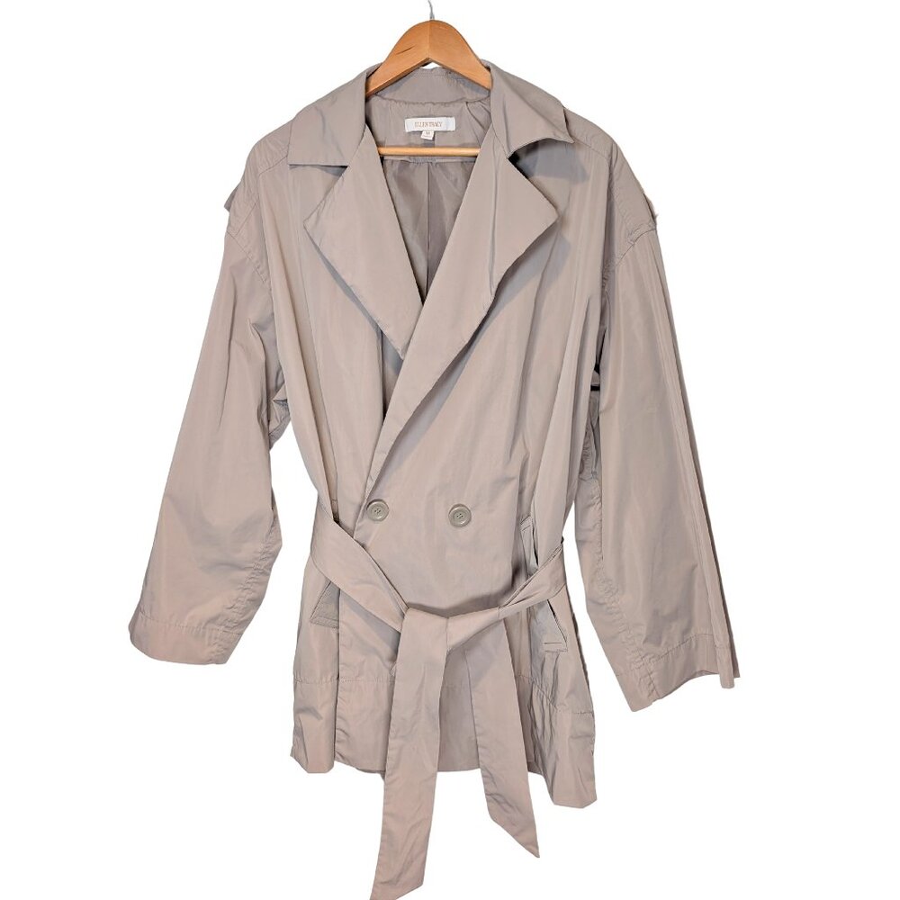Ellen Tracy Women's Medium Belted Trench Coat Beige Overcoat